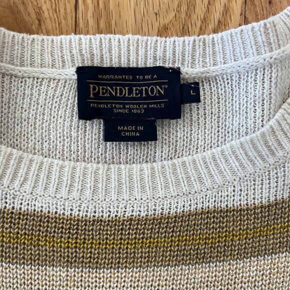 $5 ship! Pendleton knit short-sleeve striped pullover sweater tee - Size L - Picture 5 of 7